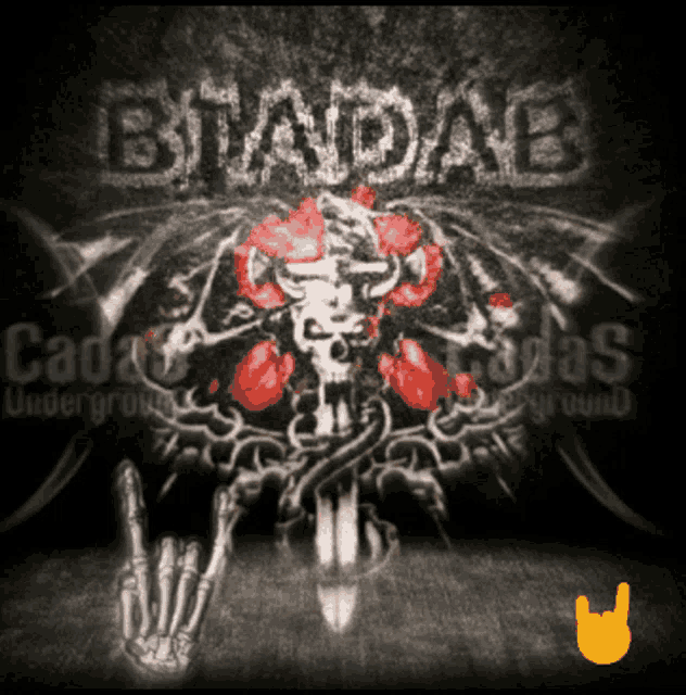 a poster with a skull and roses and the word biadab on it