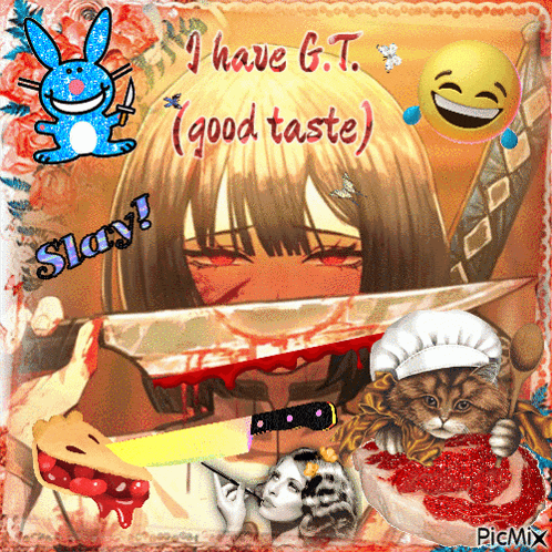 a picture of a girl with a bloody knife says i have g.t.