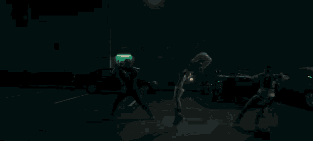a blurred image of a street with a light shining on it