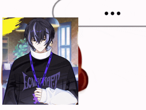 a person wearing a black shirt that says lovecraft