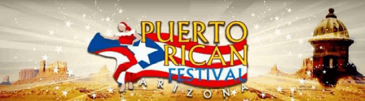 a poster for the puerto rican festival shows a desert scene