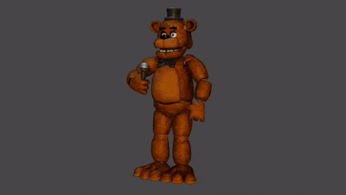 a 3d model of a broken freddy bear with a top hat and a spatula .