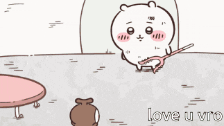a cartoon of a bear holding a toothbrush and the words love u vro
