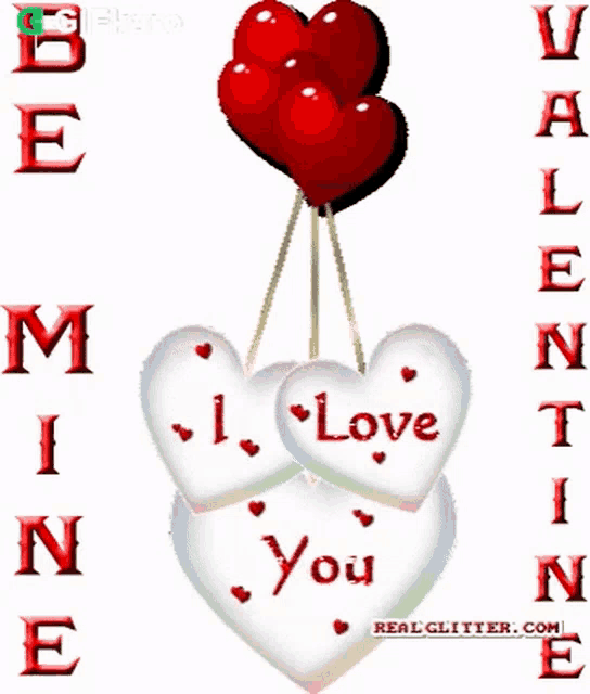 a valentine 's day greeting card with hearts and balloons