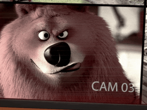 a cartoon bear with cam 03 written on the bottom right