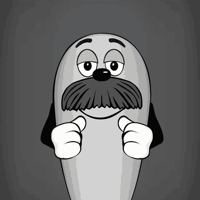 a cartoon character with a mustache stands in front of a rainbow of colored squares