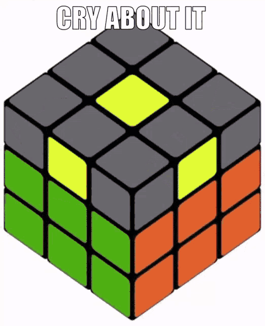 a picture of a rubik 's cube with the words cry about it above it