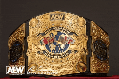 a gold and black aew wrestling championship belt