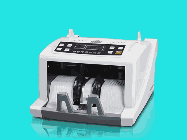 a money counting machine with the numbers 8888 on the top