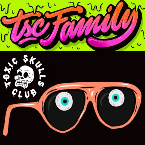 tsc family skulls club logo and a pair of glasses