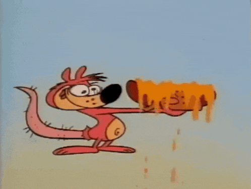 a cartoon of a kangaroo with its mouth open holding a piece of food