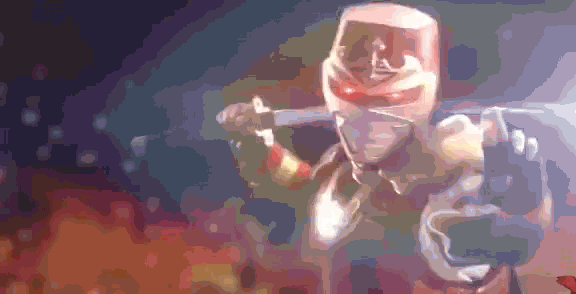 a pixelated image of a ninja holding a sword in his hand