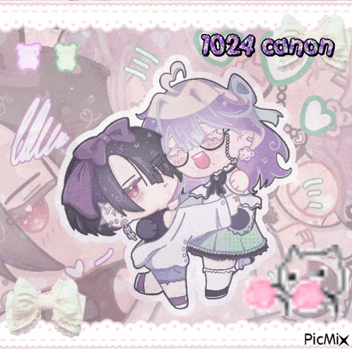 a drawing of a girl and a boy with the number 10:24 canon on top