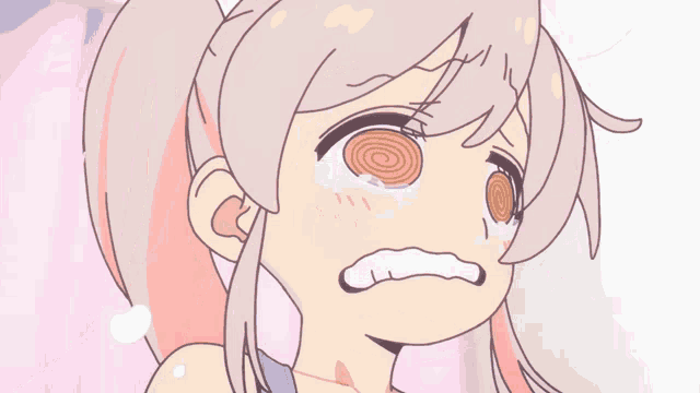 a cartoon girl with a spiral in her eyes