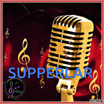 a picture of a microphone with the words supperlar written on it