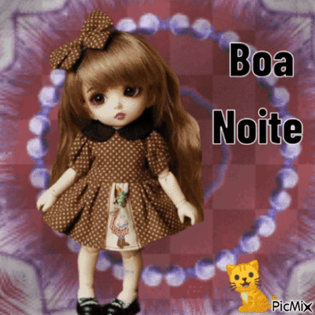 a picture of a doll with the words boa noite written above it