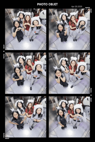 a group of girls wearing bunny ears pose for a photo in an elevator on april 20, 2025