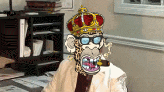 a monkey wearing a crown and smoking a cigar