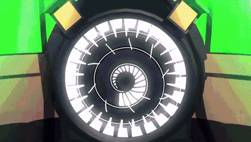 a black and white circular object with a spiral in the middle