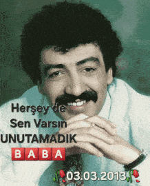 a picture of a man with a mustache and the date of 03.03.2013