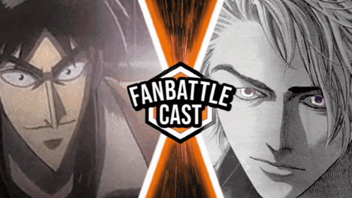 a poster for a fan battle cast showing two men 's faces