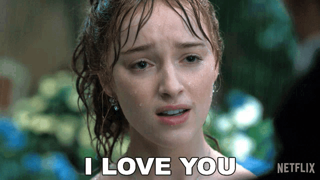 a woman says i love you with a netflix logo in the background