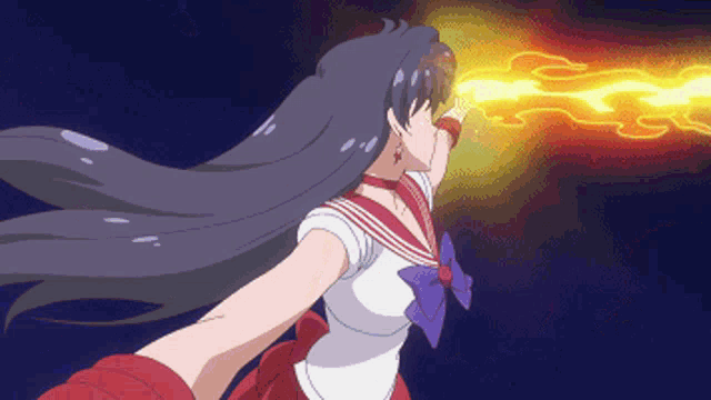 a pixel art of a girl blowing fire