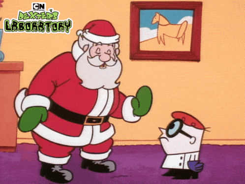 a cartoon of santa claus and dexter from the dexter laboratory