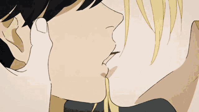 a close up of a person 's face with a black haired anime character .