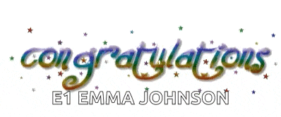 congratulations e1emma johnson is written in a colorful font