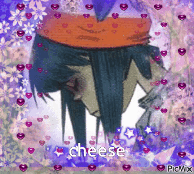 a picture of a person with the word cheese written on it