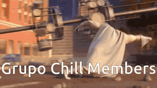 a cartoon character is doing a handstand with the words grupo chill members written on the bottom