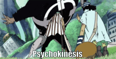 a cartoon of a man with the word psychokinesis on the bottom