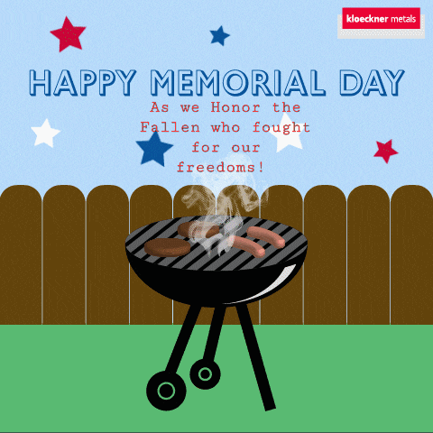 a happy memorial day greeting card with a grill