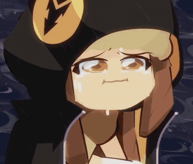 a cartoon character with a lightning bolt on their hat