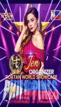 a poster for jen organizer roatan world showcase in the philippines
