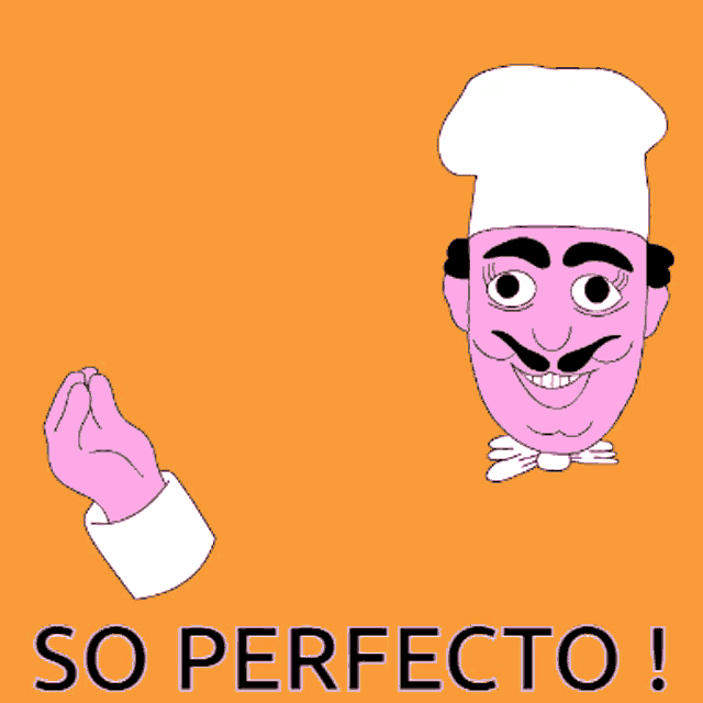 a cartoon of a chef giving a thumbs up with the words so perfecto below him