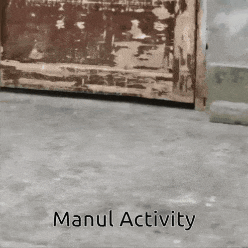 a sign that says manul activity is on a concrete surface