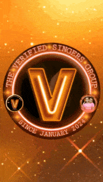 a logo for the verified singers group shows the letter v