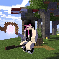 a pixel art of a witch holding a wand