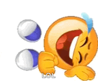 a cartoon smiley face is laughing with tears coming out of his eyes .