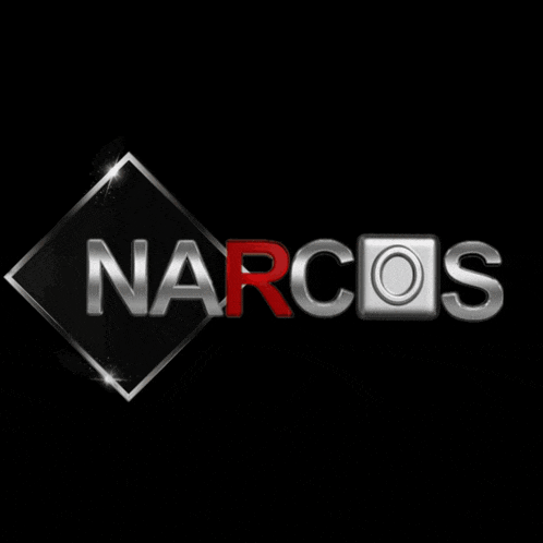 a woman stands in front of a narcos sign