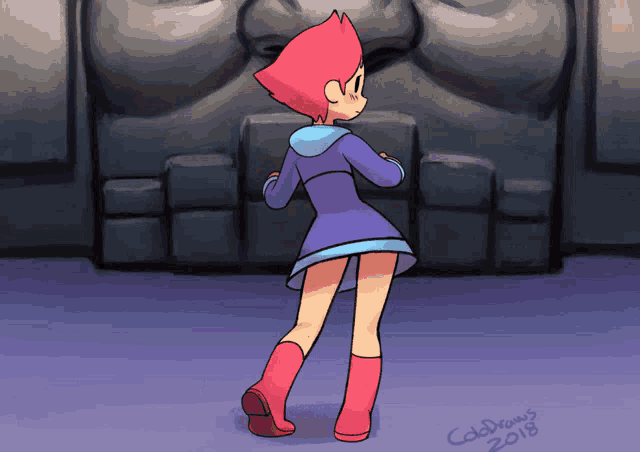 a cartoon drawing of a girl with the year 2018 on the bottom right