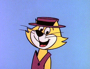 a cartoon cat wearing a hat and a vest