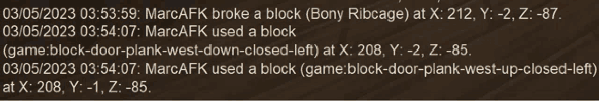 a screenshot of a program that says marcafk broke a block bony ribcage