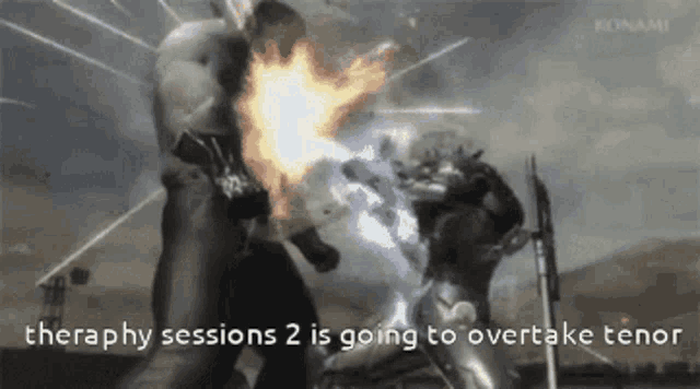 a video game scene with the words " theraphy sessions 2 is going to overtake tenor "