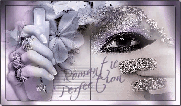 a picture of a woman 's face with the words romantic perfection written on it