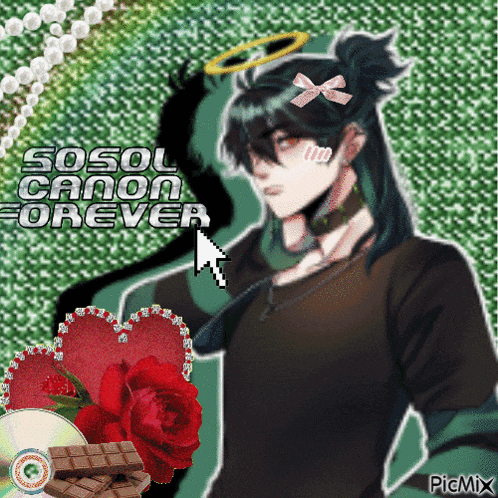 a picture of a boy with the words sosol canon forever