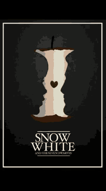 a poster for snow white and the seven dwarfs with a red background