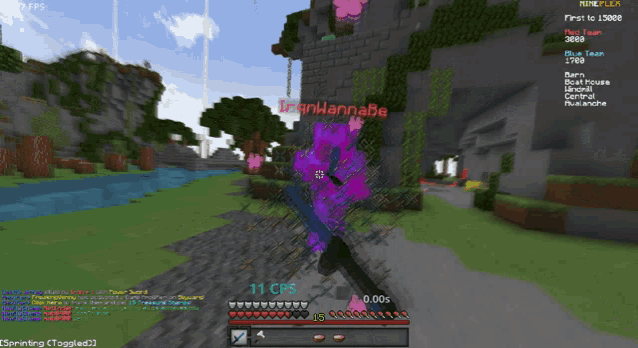 a screenshot of a minecraft game with 11 cps on the bottom of the screen